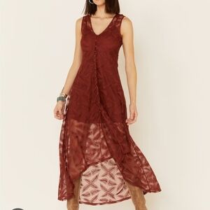 Shyanne Rust Lace High Low Dress